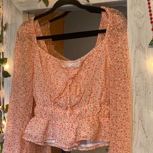 Pink long sleeve crop top